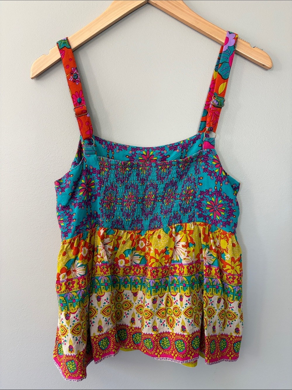 Natural Life Boho Flowy Patchwork Tank Top Medium Multicolor Floral - Picture 4 of 9